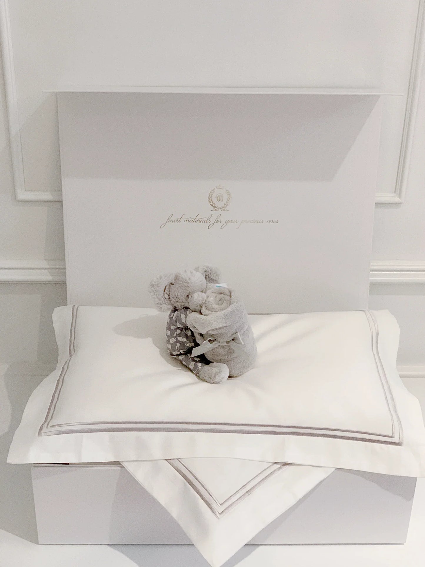 Bonjour Petit Pillow & Duvet Baby Gift Box - Platinum White - Count & Countess