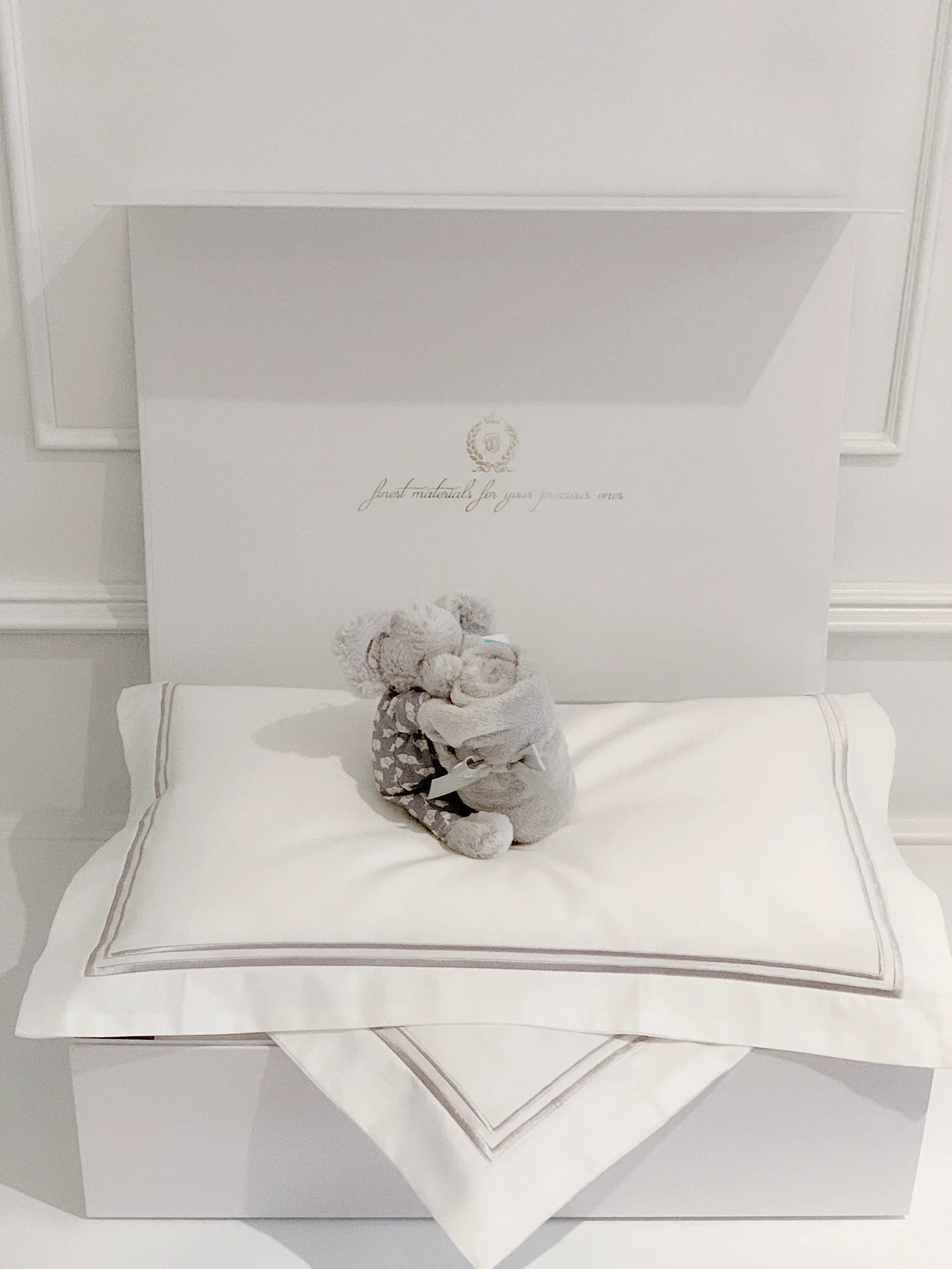 Bonjour Petit Pillow & Duvet Baby Gift Box - Platinum White - Count & Countess