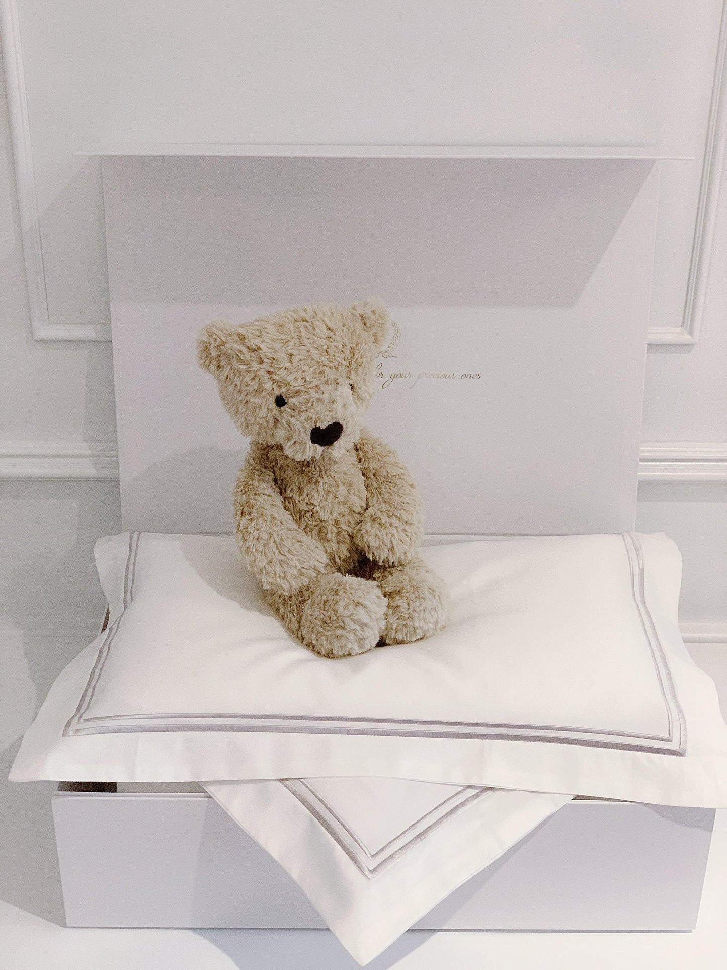 Bonjour Petit Pillow & Duvet Baby Gift Box - Platinum White - Count & Countess