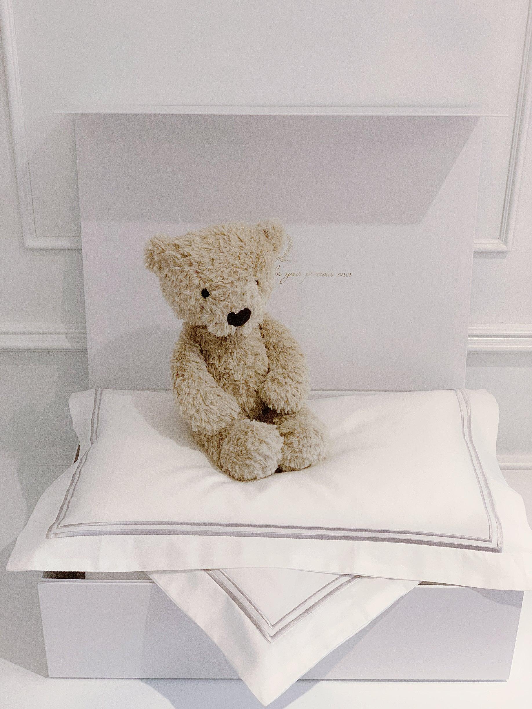 Bonjour Petit Pillow & Duvet Baby Gift Box - Platinum White - Count & Countess