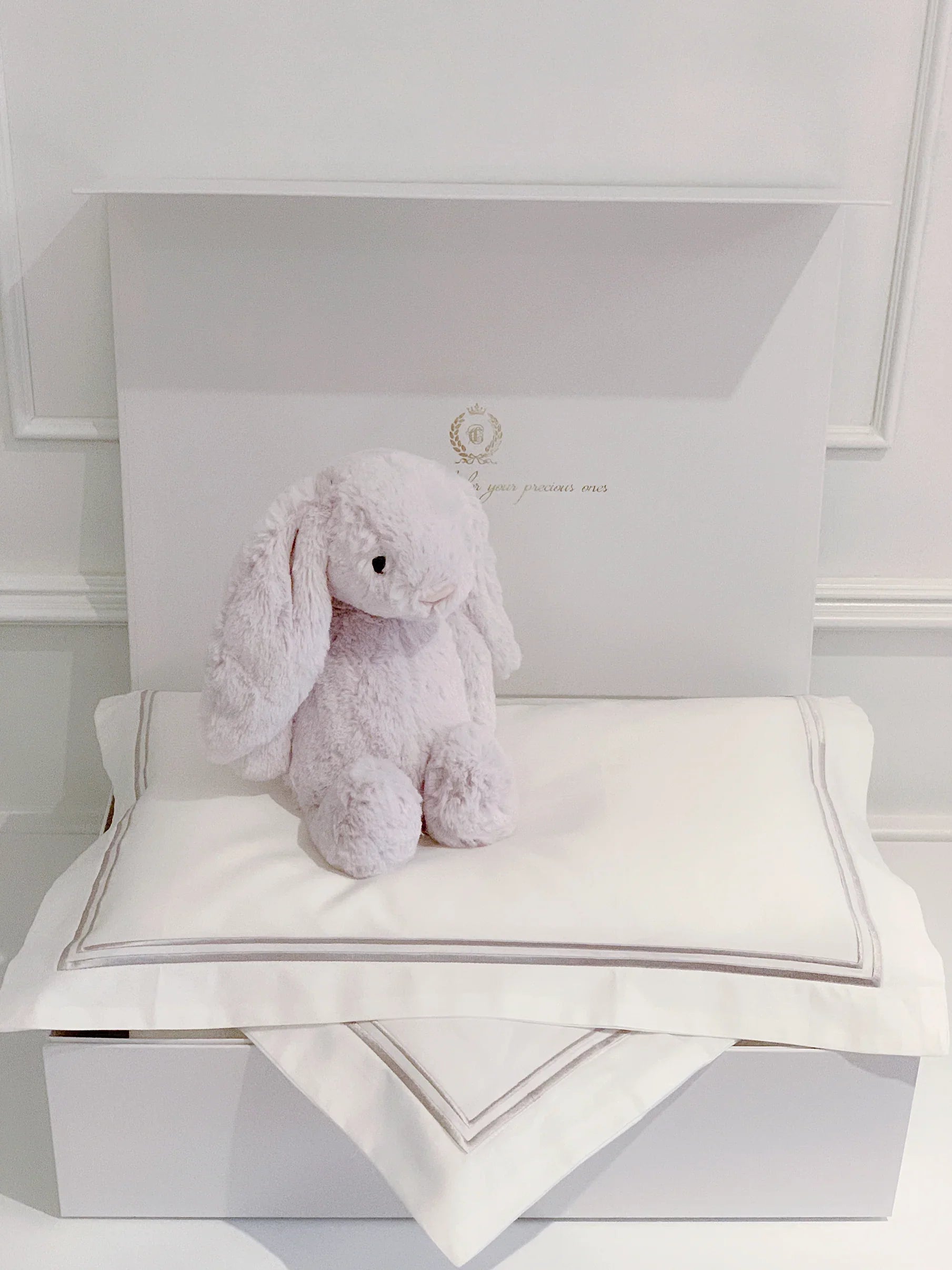 Bonjour Petit Pillow & Duvet Baby Gift Box - Platinum White - Count & Countess