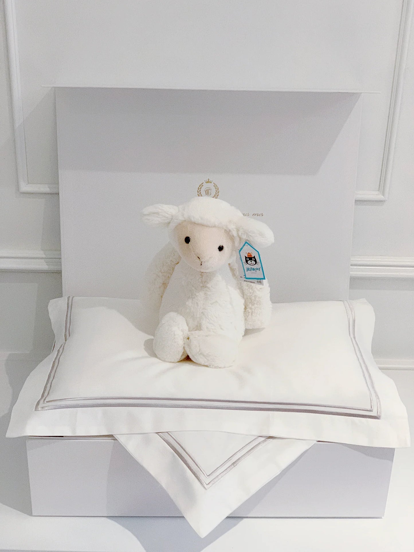 Bonjour Petit Pillow & Duvet Baby Gift Box - Platinum White - Count & Countess