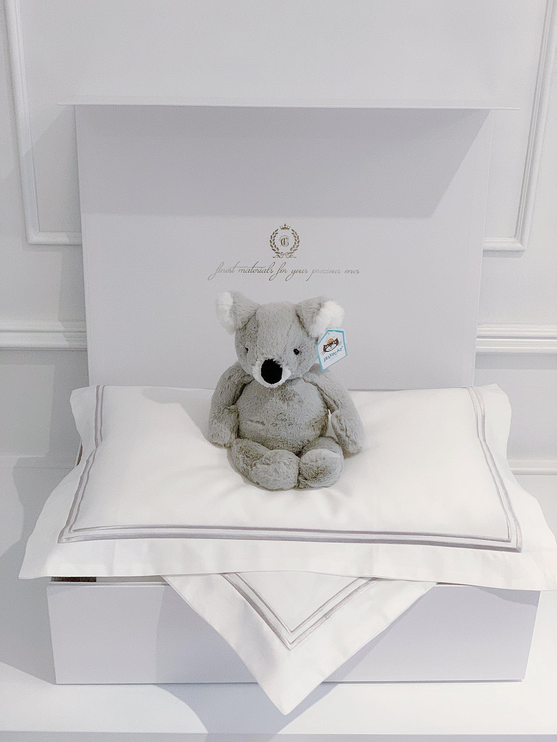 Bonjour Petit Pillow & Duvet Baby Gift Box - Platinum White - Count & Countess