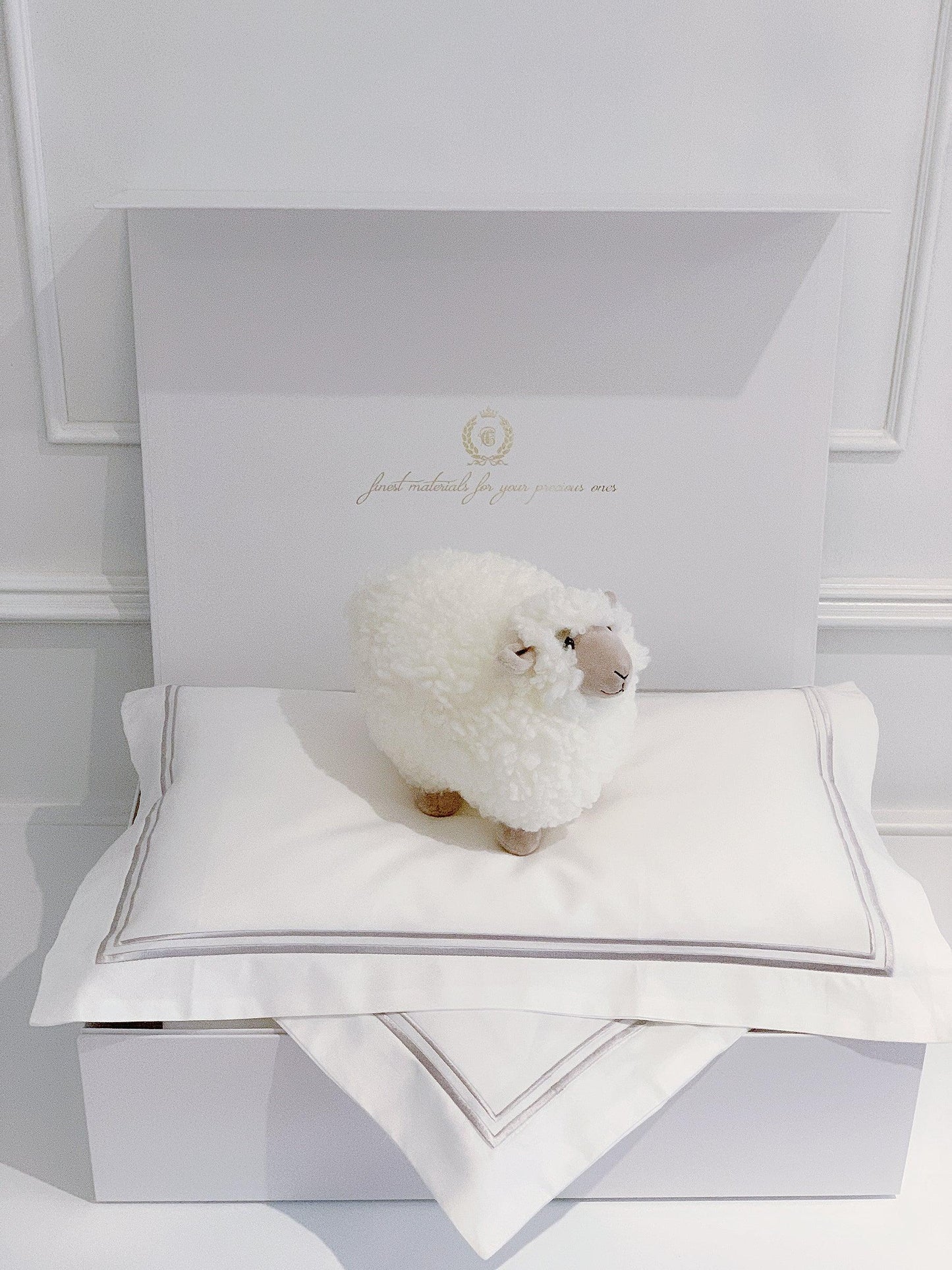 Bonjour Petit Pillow & Duvet Baby Gift Box - Platinum White - Count & Countess