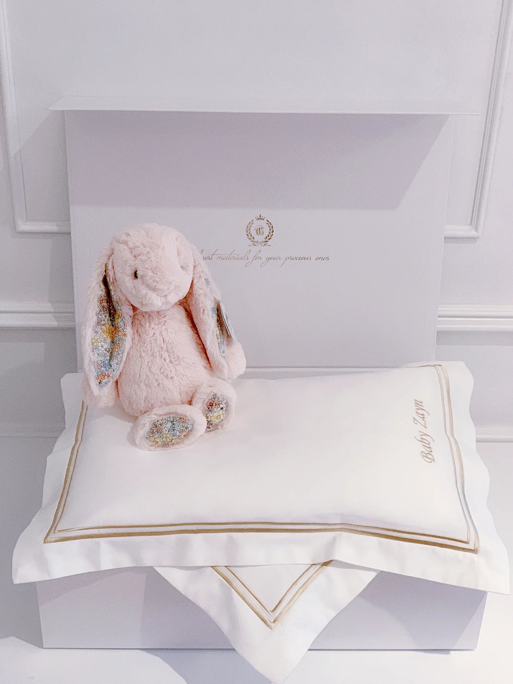 Bonjour Petit Pillow & Duvet Baby Gift Box - Royal White - Count & Countess