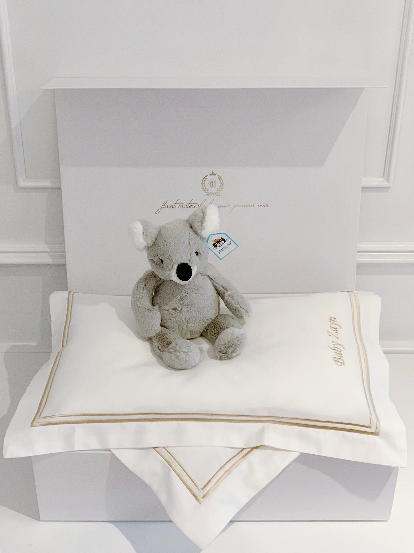 Bonjour Petit Pillow & Duvet Baby Gift Box - Royal White - Count & Countess