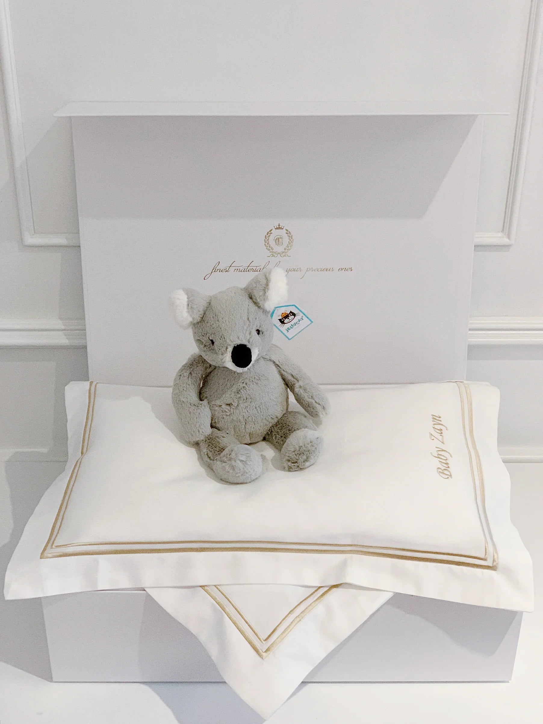 Bonjour Petit Pillow & Duvet Baby Gift Box - Royal White - Count & Countess