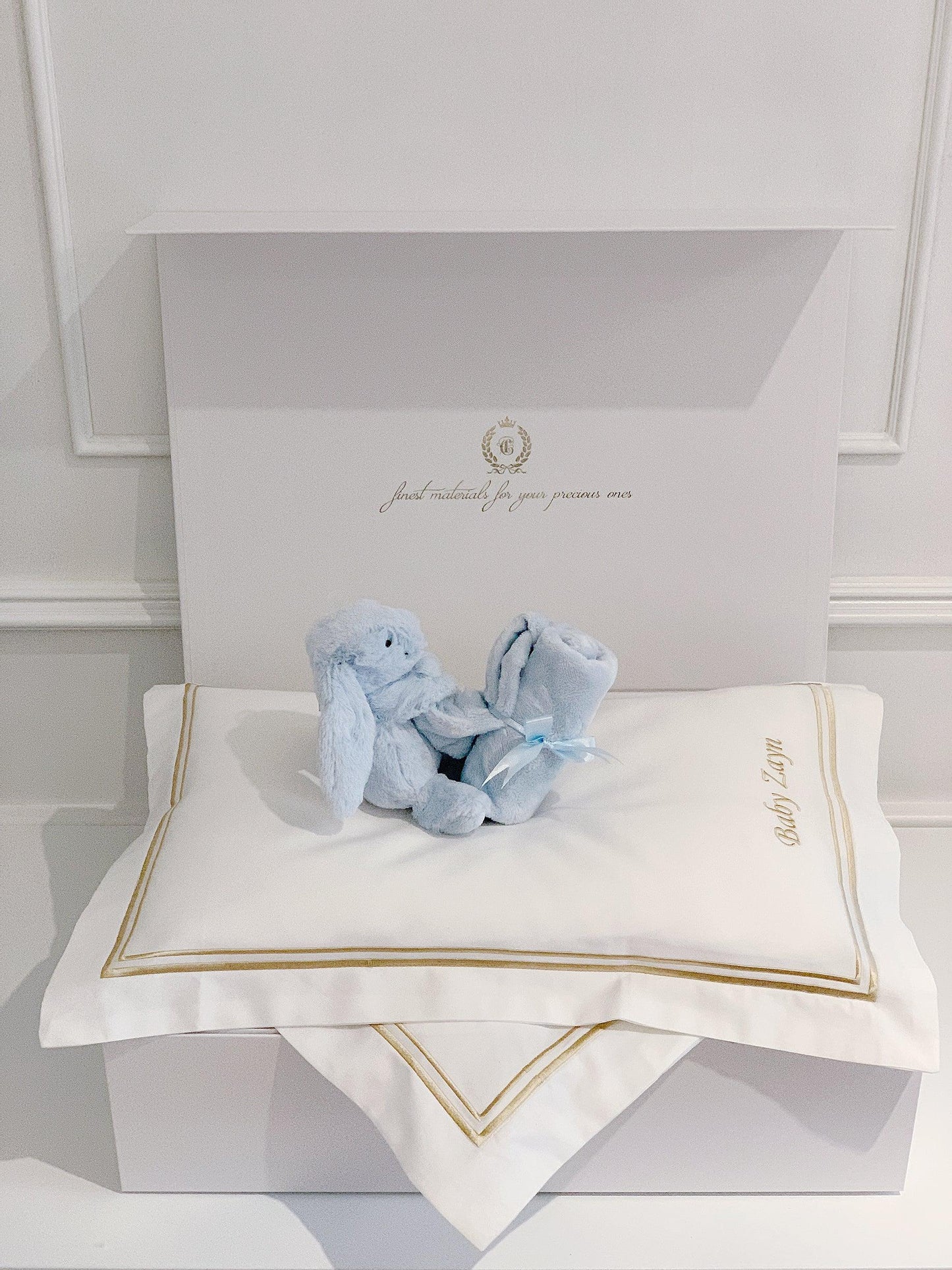 Bonjour Petit Pillow & Duvet Baby Gift Box - Royal White - Count & Countess