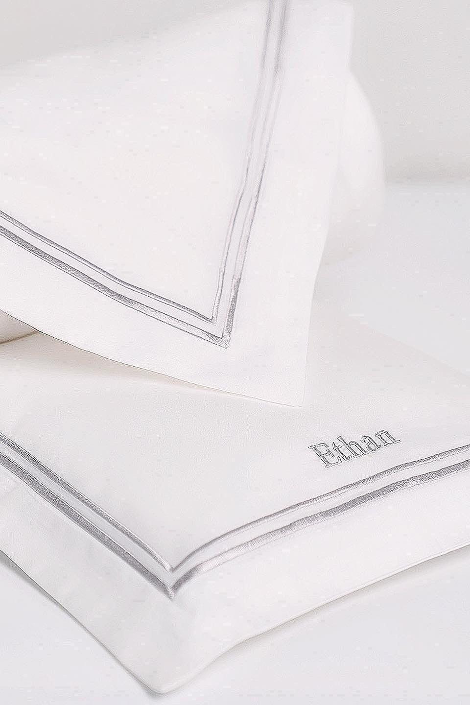 Luxury Personalised Baby Nursery Beddings in White Egyptian Cotton