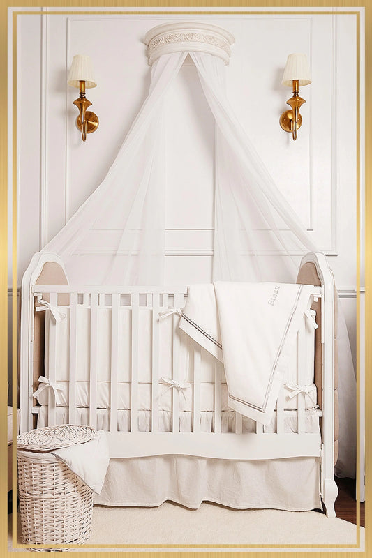 Luxury Baby Nursery Beddings in White Egyptian Cotton