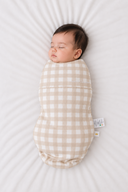 Baby Swaddle Bag - Oat Gingham