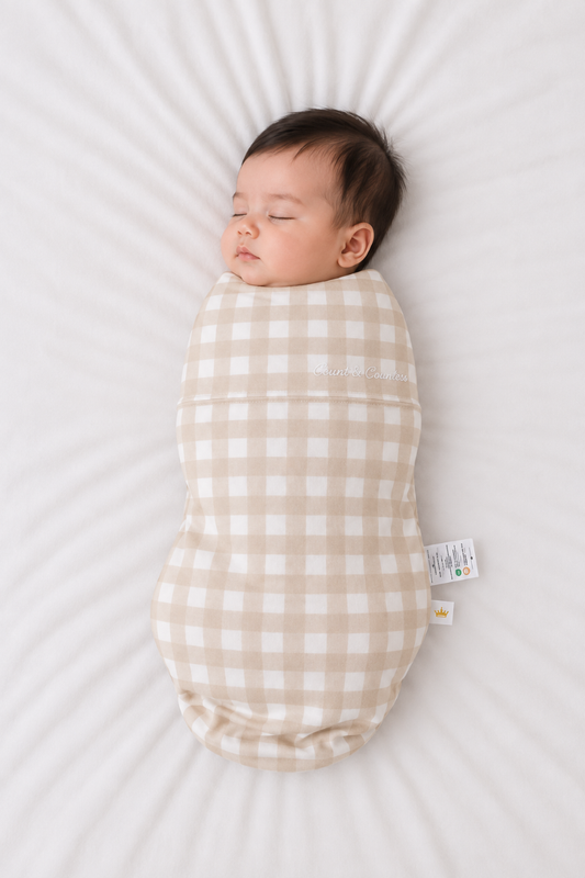 Baby Swaddle Bag - Oat Gingham