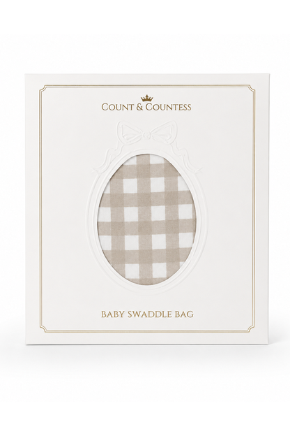 Baby Swaddle Bag - Oat Gingham