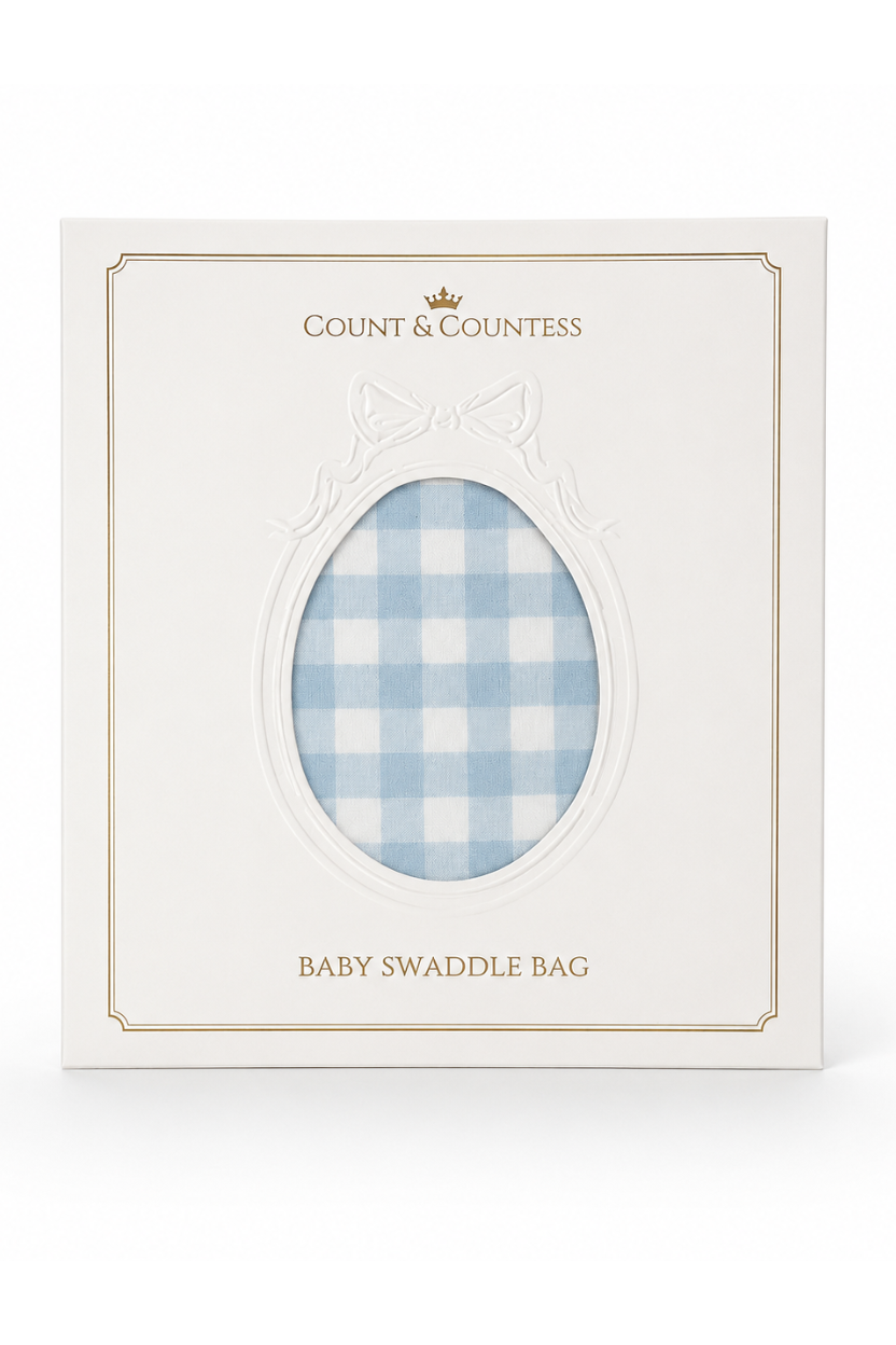 Baby Swaddle Bag - Baby Blue Gingham