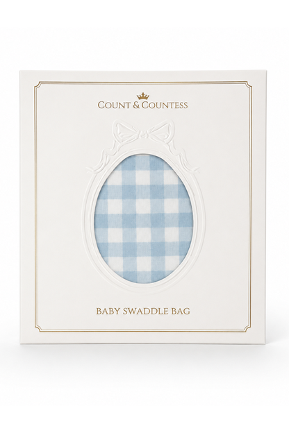 Baby Swaddle Bag - Baby Blue Gingham