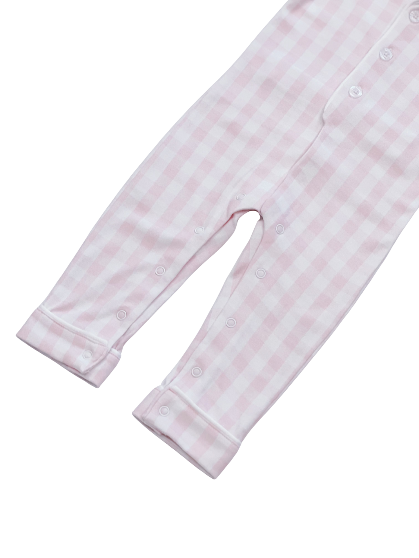 Baby Pima Romper Sleepsuit in Pink Gingham