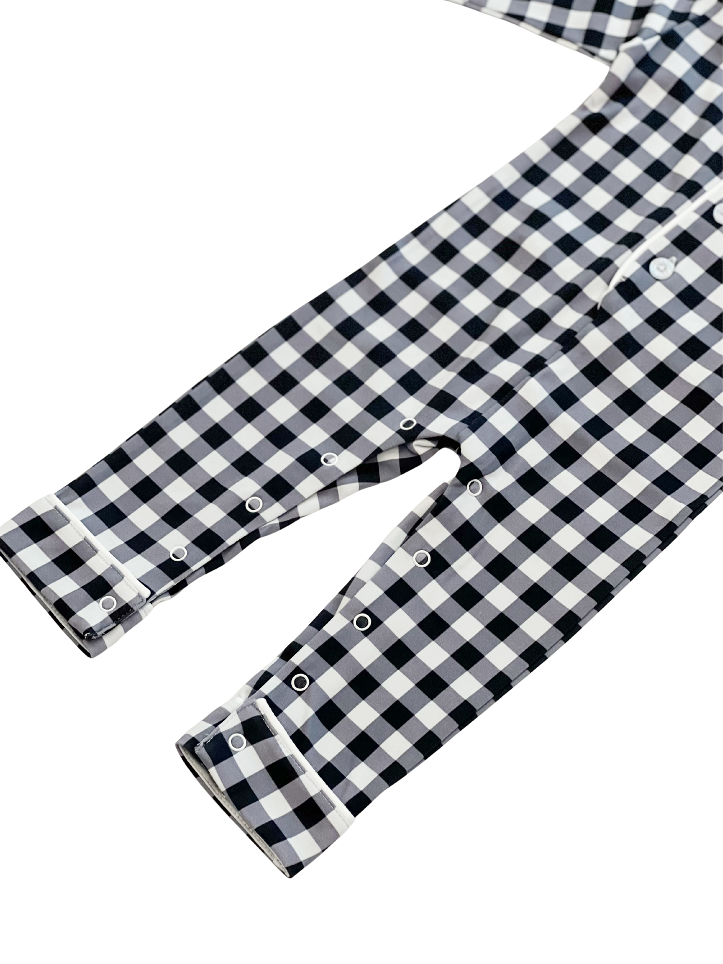 Baby Pima Romper Sleepsuit in Navy Gingham