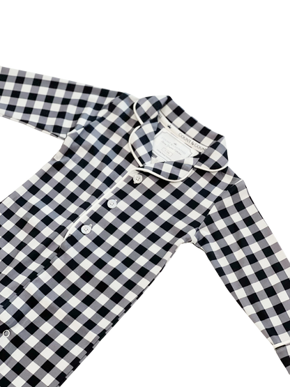 Baby Pima Romper Sleepsuit in Navy Gingham