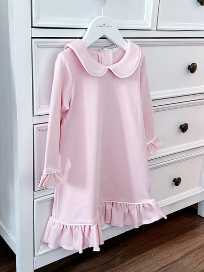 Pima Cotton Girl's Sleep Dress - Ballet Pink