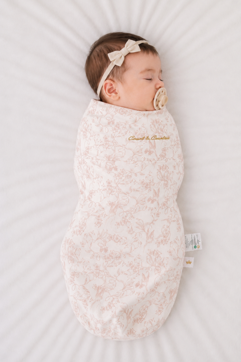 Baby Swaddle Bag - Toile De Jouy Blush