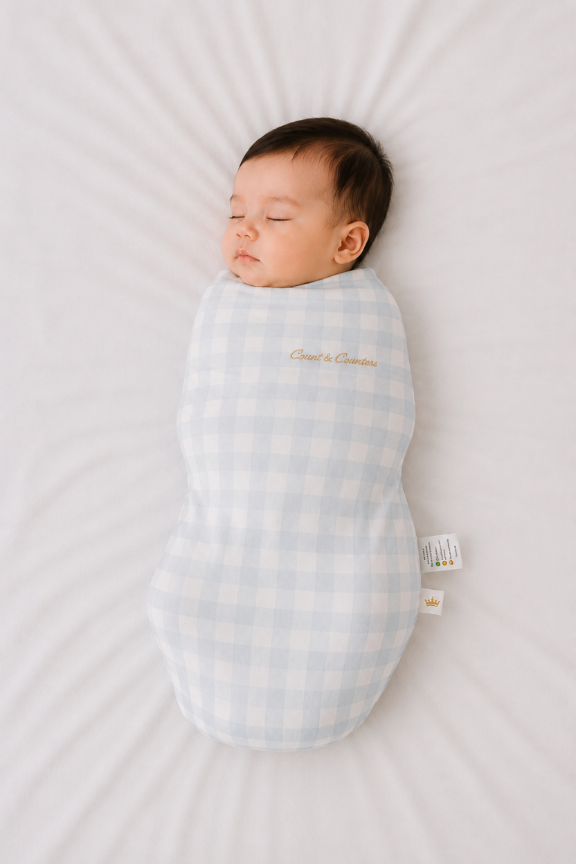 Baby Swaddle Bag - Baby Blue Gingham