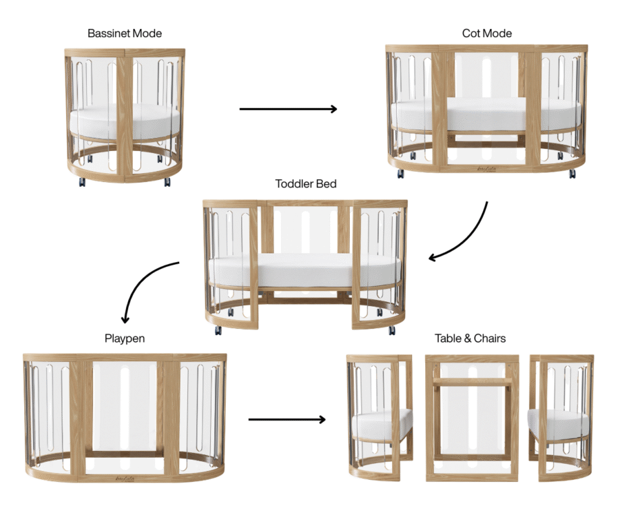 Babyhood Sova Cot 5-in-1 Clear