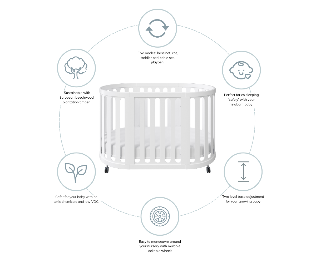 Babyhood Kaylula Sova Classic 5-in-1 Baby Cot