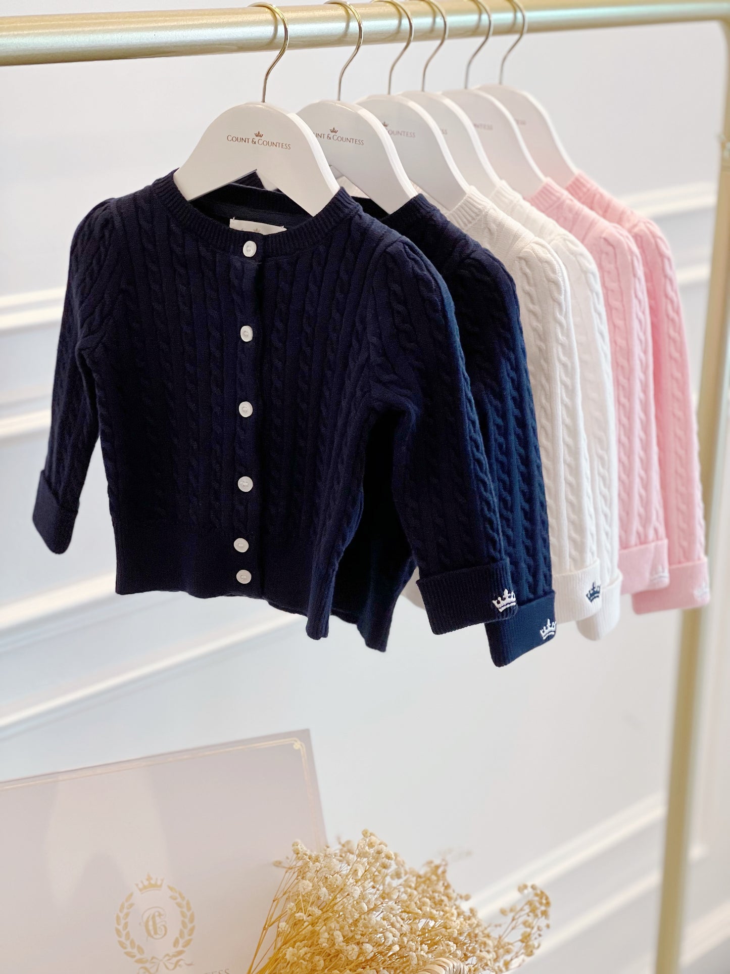 Organic Cotton Cable-Knit Cardigan - Navy