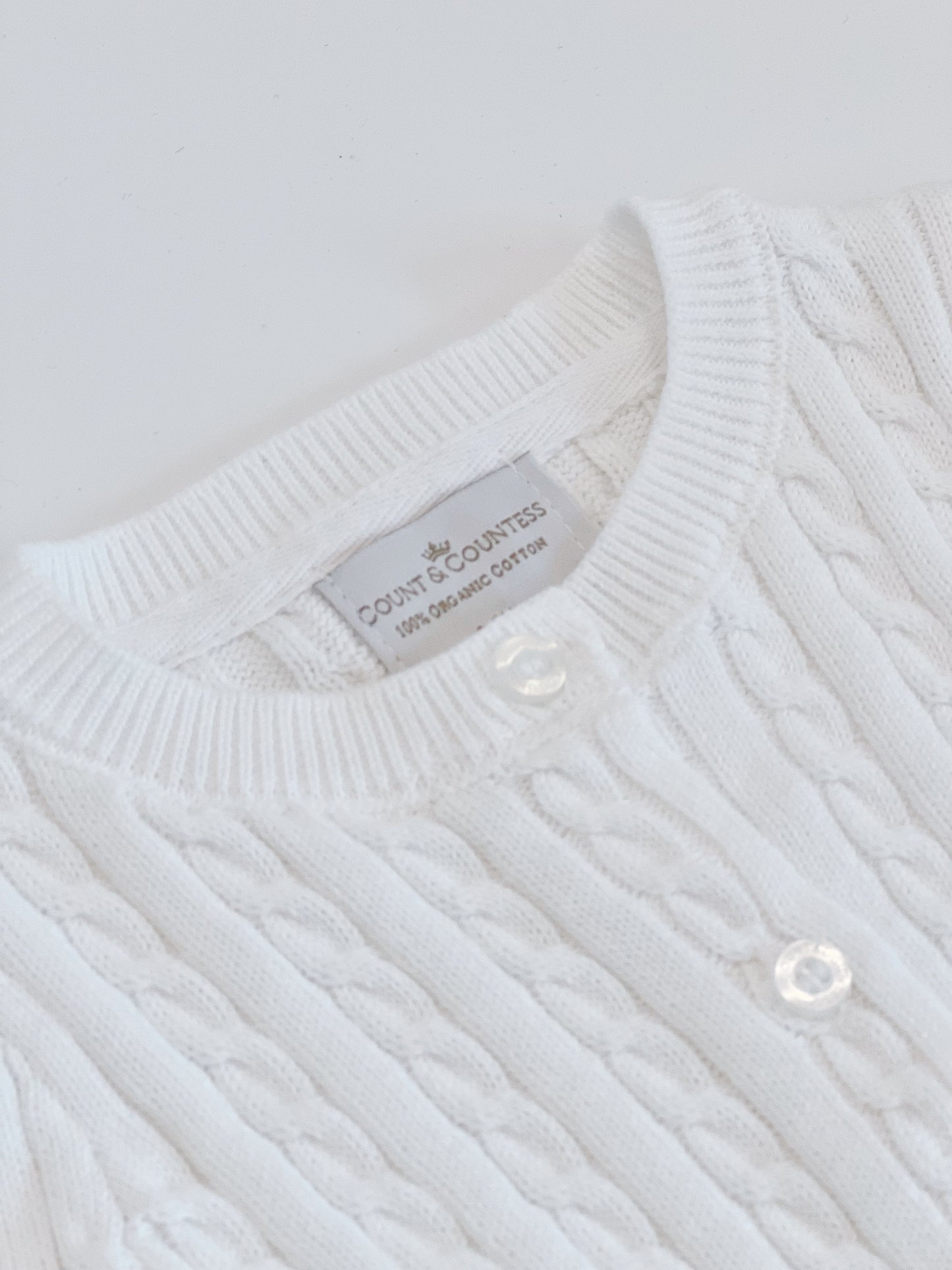 Organic Cotton Cable-Knit Cardigan - White