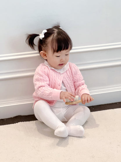 Organic Cotton Cable-Knit Baby Cardigan - Pink