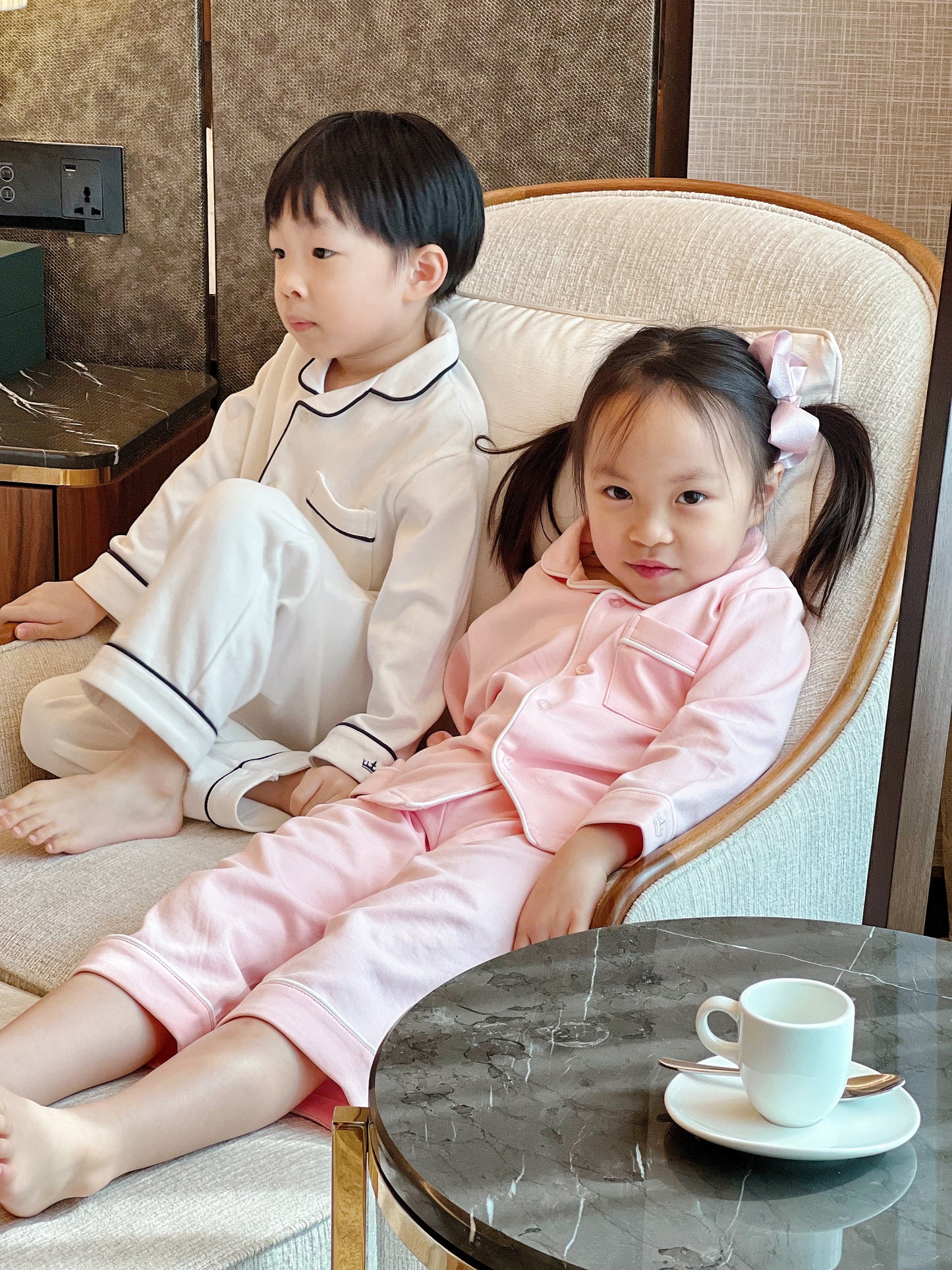 Kids Pima Loungewear Pyjamas in Classic White - Count & Countess