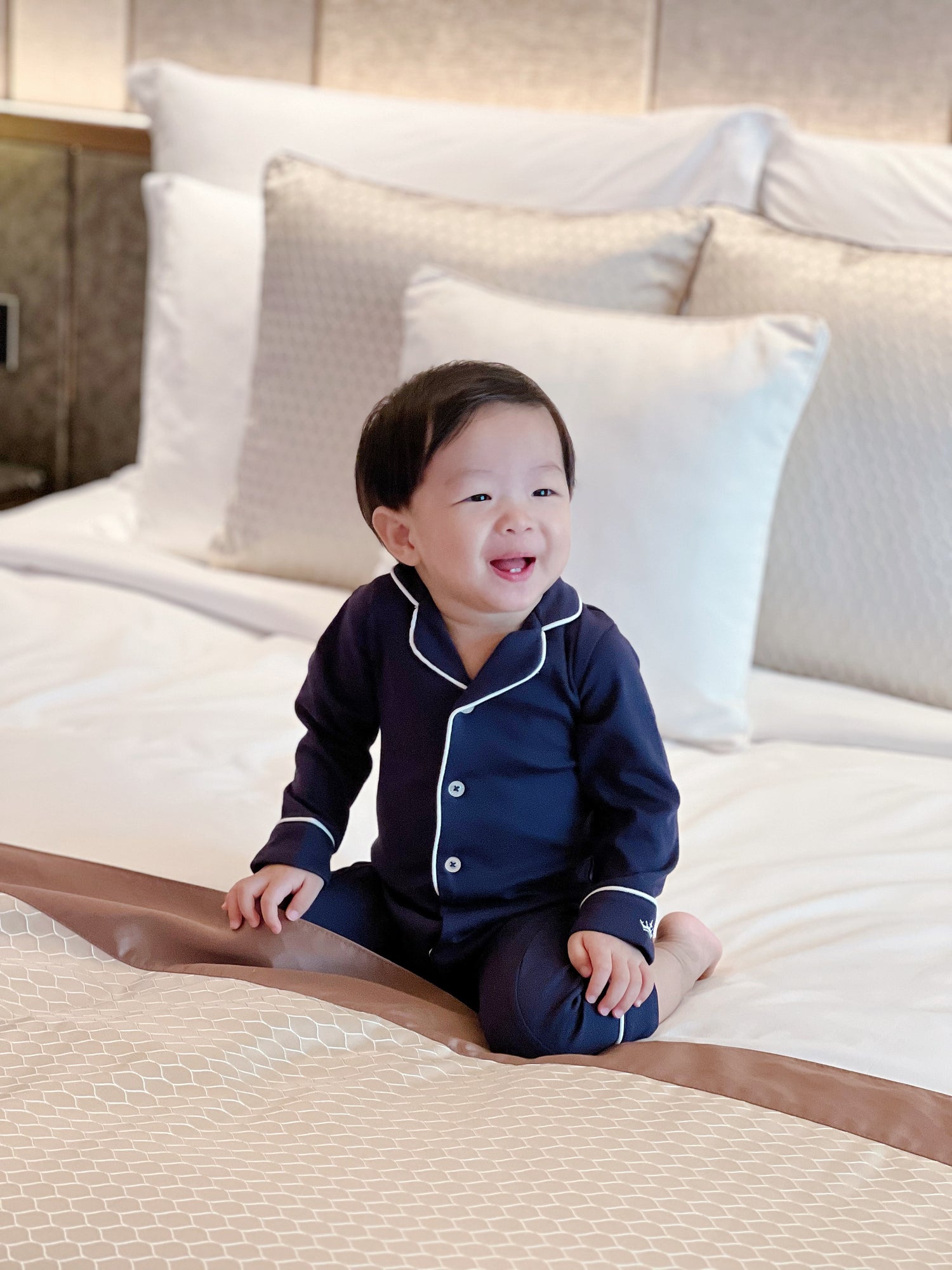 Baby Pima Romper Sleepsuit in Urban Navy - Count & Countess
