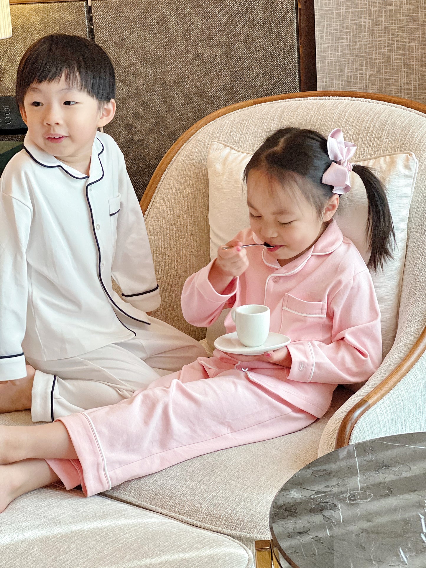 Kids Pima Loungewear Pyjamas in Classic White - Count & Countess