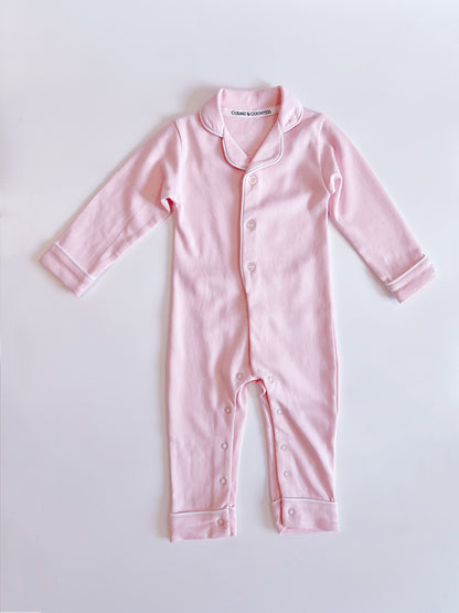 Baby Pima Romper Sleepsuit in Ballet Pink - Count & Countess