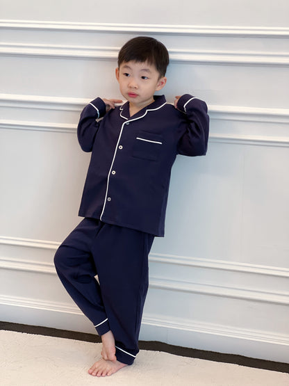 Kids Pima Loungewear Pyjamas in Urban Navy