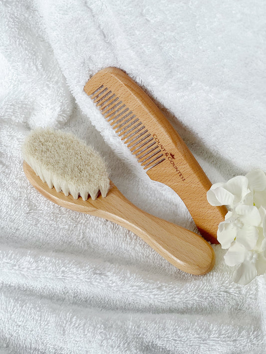 Natural Baby Hair Brush Set
