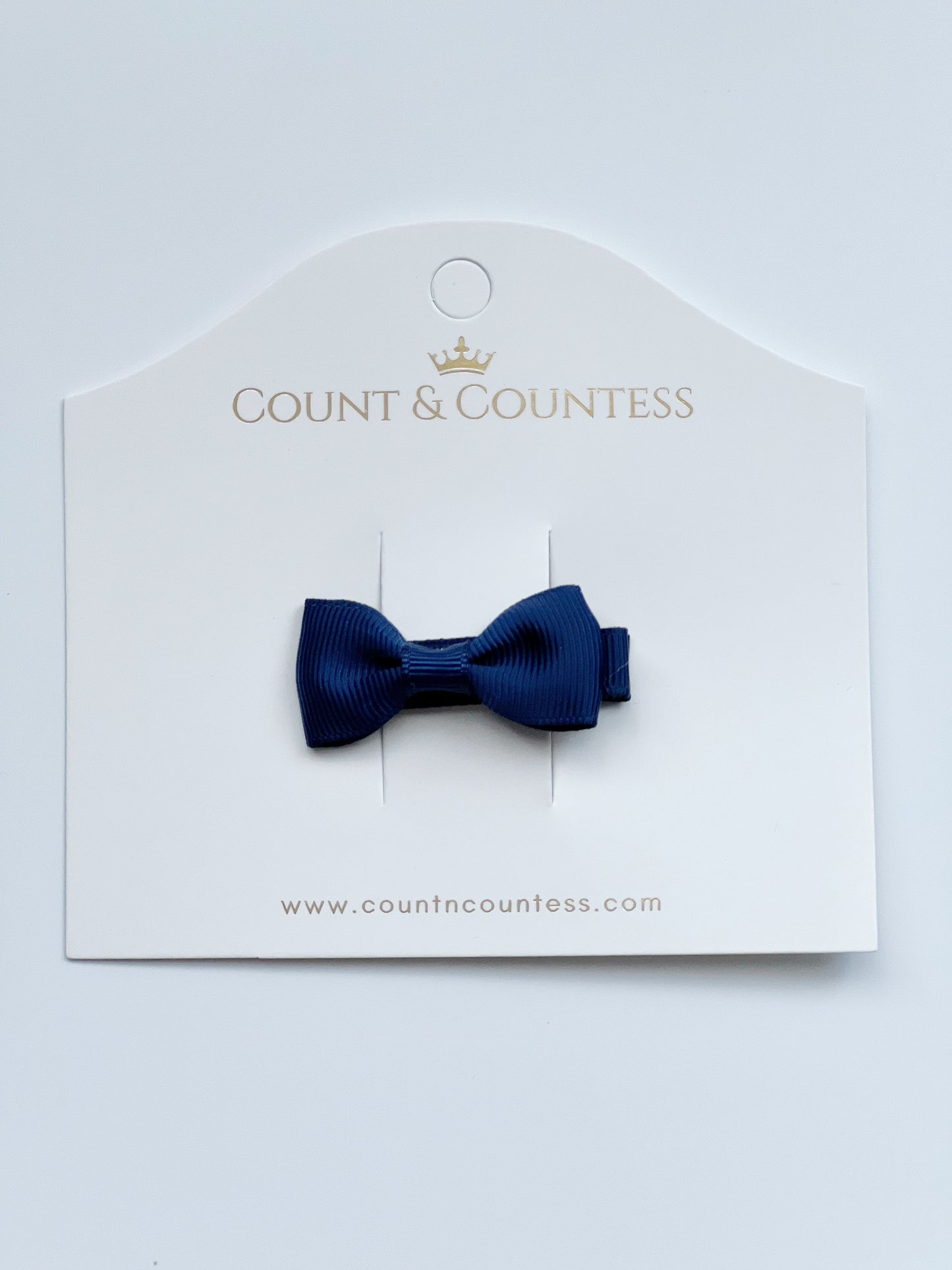 Mini Hair Bow in Navy