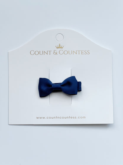 Mini Hair Bow in Navy