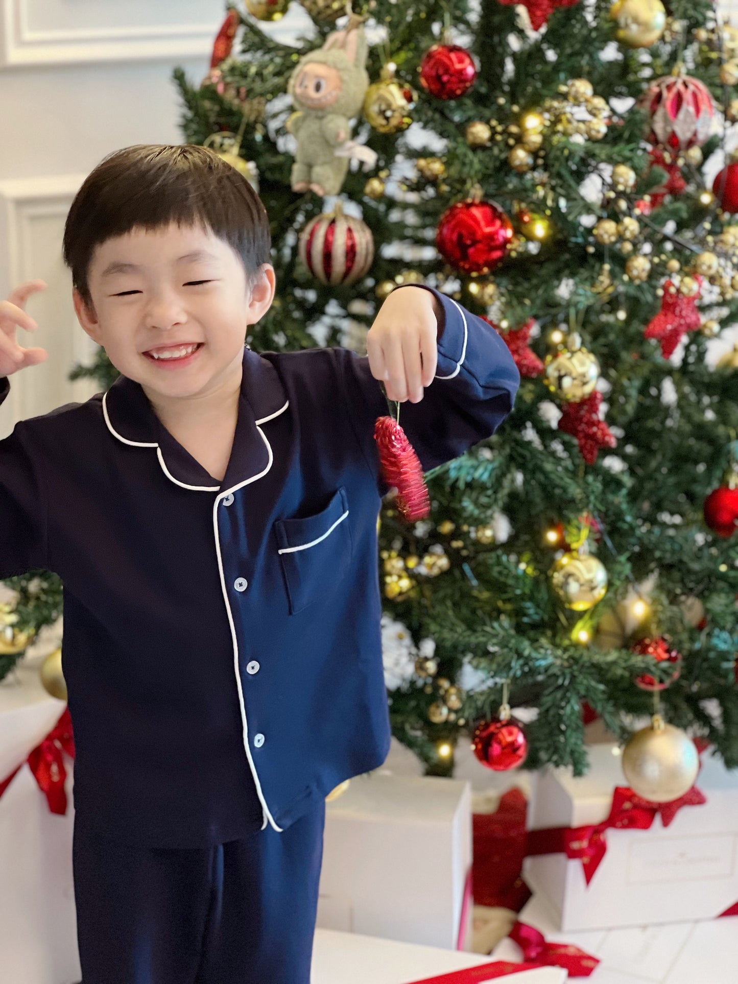 Kids Pima Loungewear Pyjamas in Urban Navy