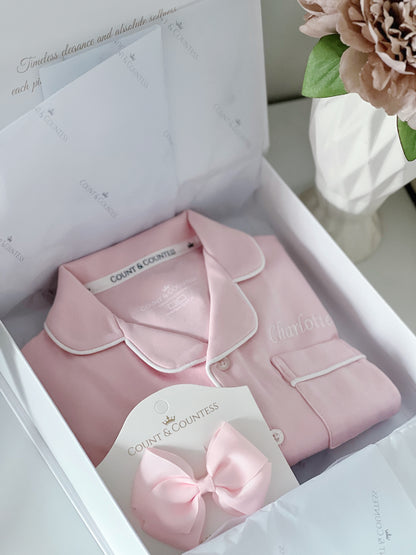 Kids Pima Loungewear Pyjamas in Ballet Pink