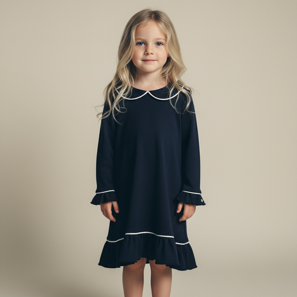Girl's Pima Cotton Nightgown with peterpan collar
