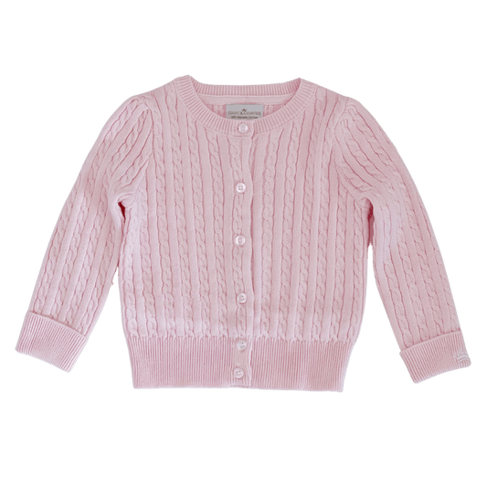 Organic Cotton Cable-Knit Baby Cardigan - Pink