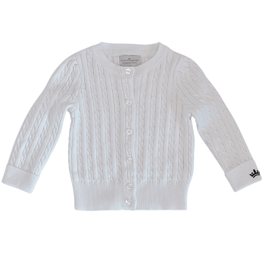 Organic Cotton Cable-Knit Cardigan - White