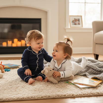 Baby Pima Romper Sleepsuit in Urban Navy