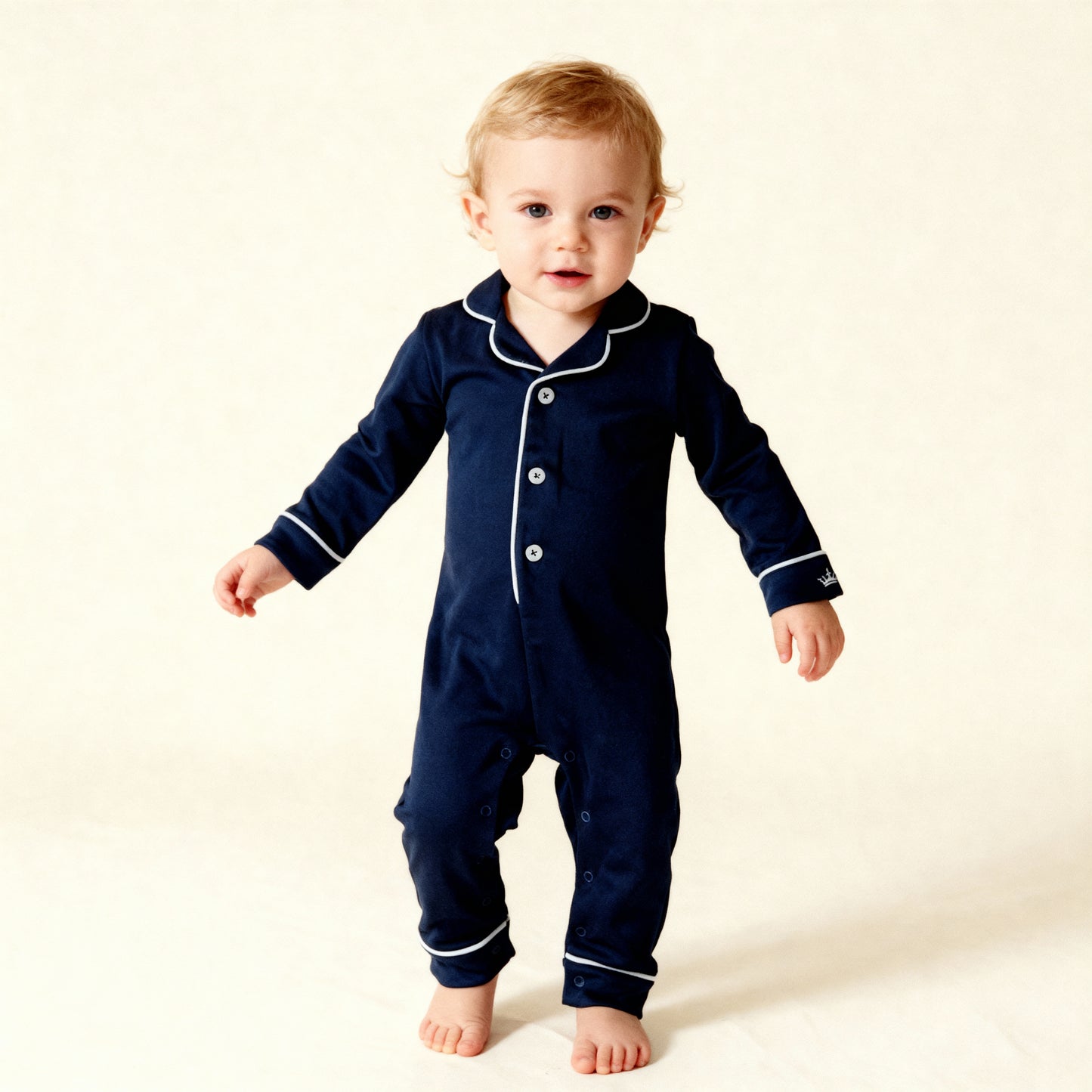 Baby Pima Romper Sleepsuit in Urban Navy