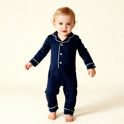 Baby Pima Romper Sleepsuit in Urban Navy