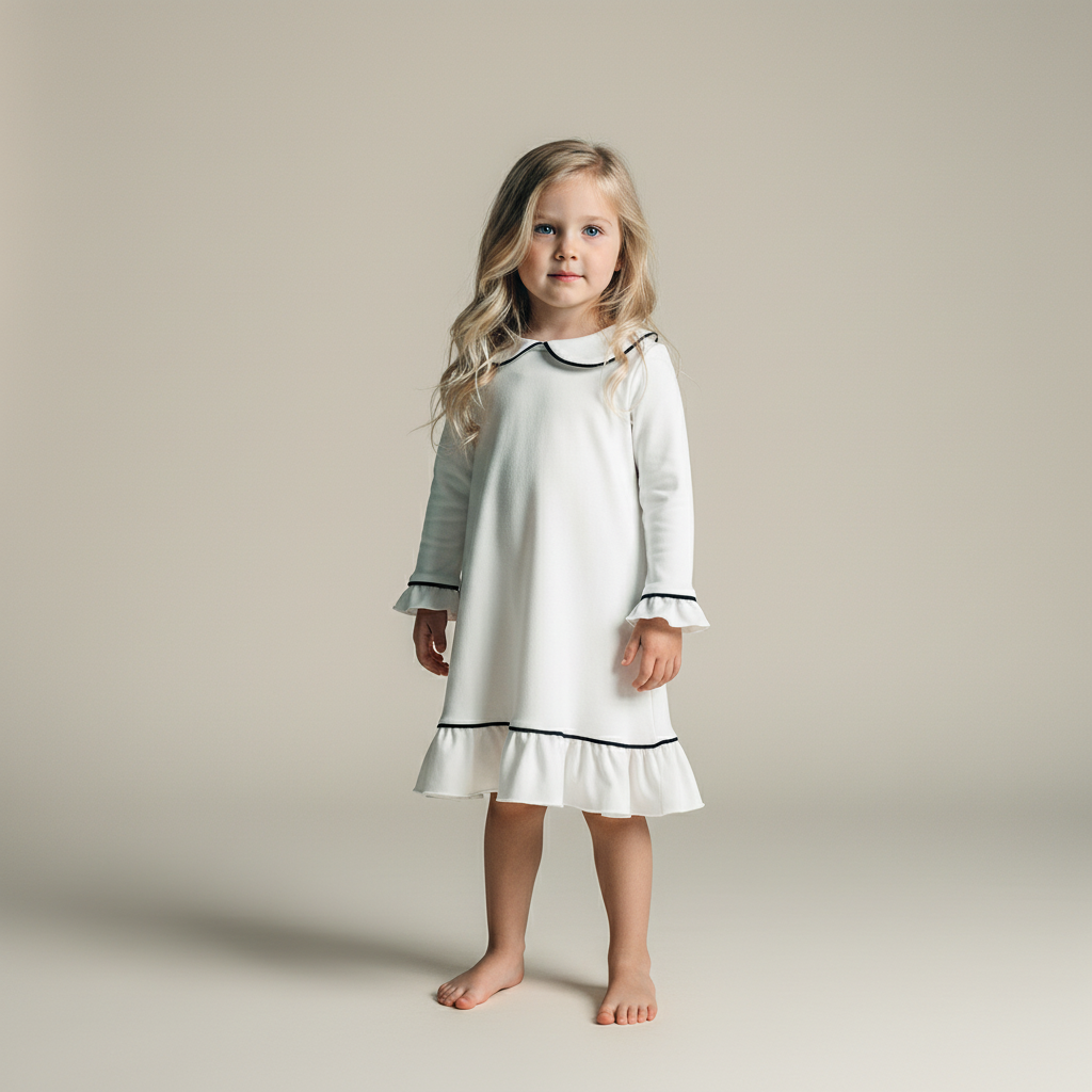 Pima Cotton Girl's Sleep Dress - Classic White