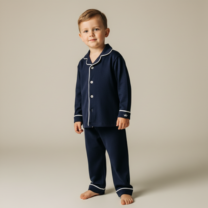 Kids Pima Loungewear Pyjamas in Urban Navy