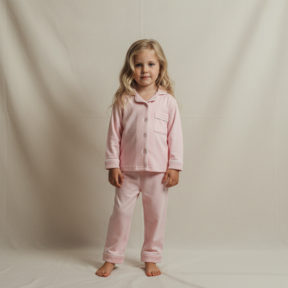 Kids Pima Loungewear Pyjamas in Ballet Pink