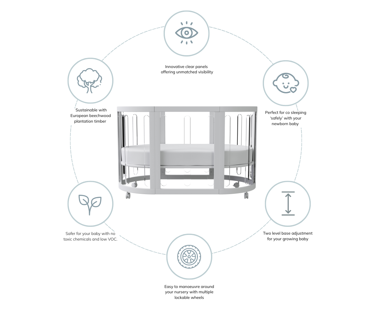 Babyhood Sova Cot 5-in-1 Clear